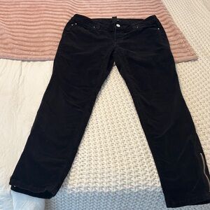 White House Black Market Velvet feel Black Straight Leg Jeans with ankle zippers